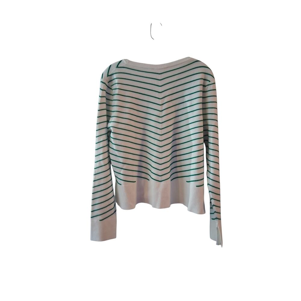 Philosophy White and Green Striped Crew Neck Sweater - Picture 3 of 7
